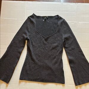 Banana Republic-M- Black &Silver-sweetheart neckline,flared sleeve, L/S,Sweater.